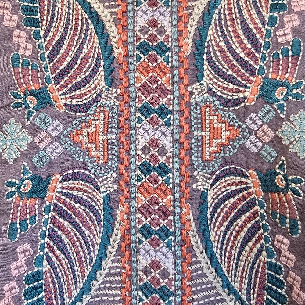 🐦EUC Johnny Was Purple Bird Embroidered Blouse SMALL - Picture 11 of 12
